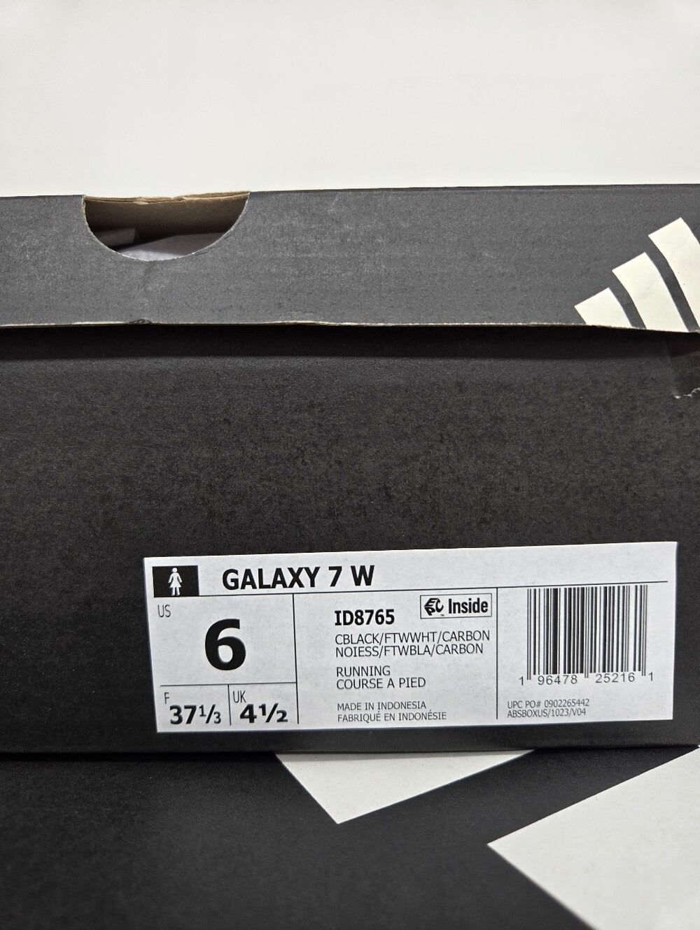 adidas Women's Galaxy 7 ID8765 Black White Running Shoes Size 6 - Picture 8 of 8